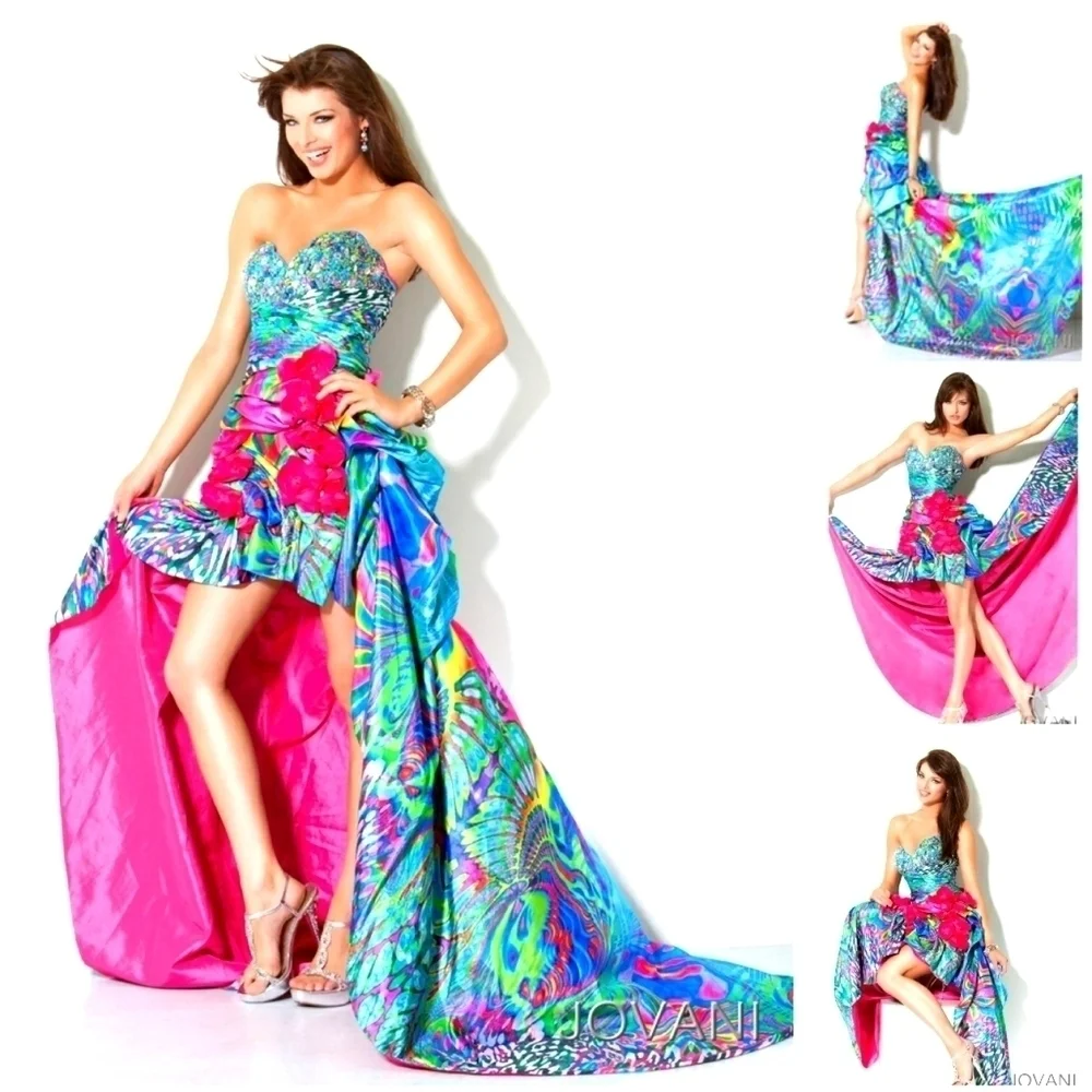 Jovani Unique High Low Print Prom Dress , Size 4